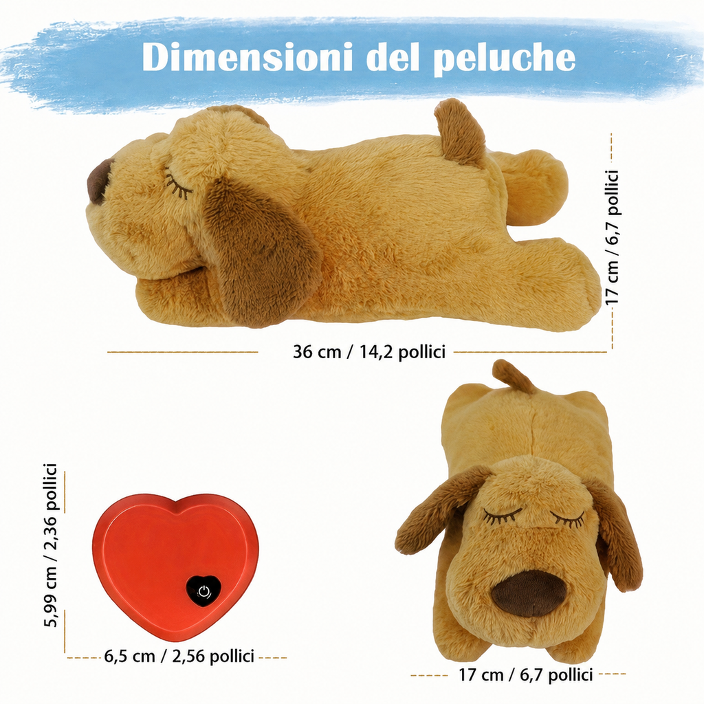Peluche calmante con battito cardiaco per cani