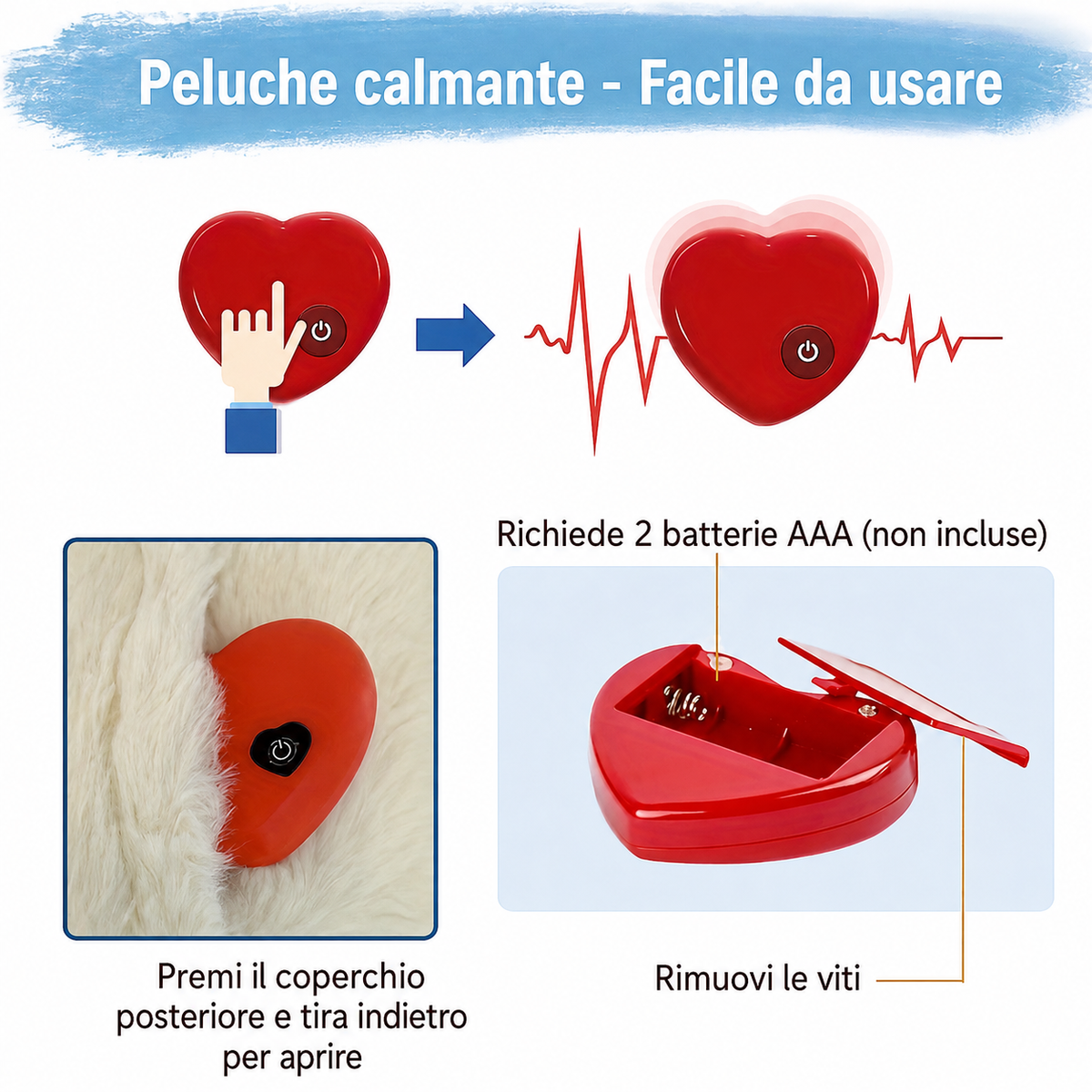 Peluche calmante con battito cardiaco per cani